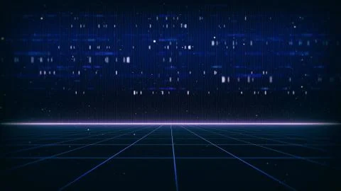 Retro cyberpunk style 80s Sci-Fi Background Futuristic with laser grid Stock Illustration