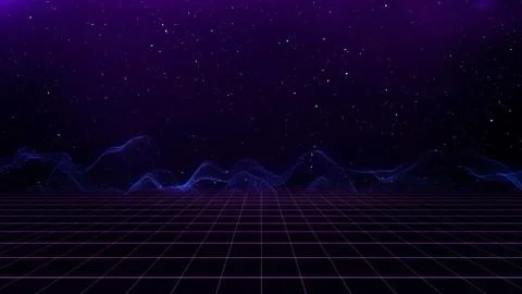 Retro cyberpunk style 80s Sci-Fi Background Futuristic with laser grid Stock Illustration