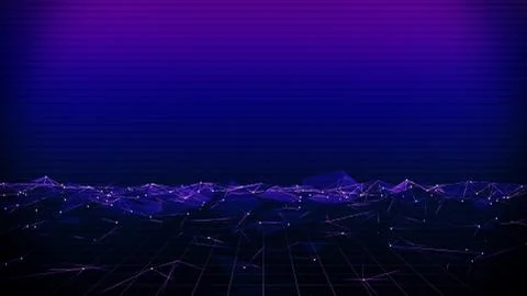 Retro cyberpunk style 80s Sci-Fi polygon Background Futuristic with laser Stock Illustration