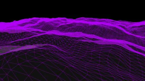Retro cyberspace grid net polygonal wireframe landscape drawing graphics Stock Illustration
