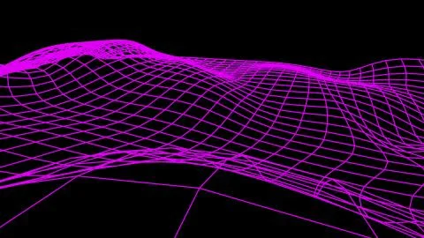 Retro cyberspace grid net polygonal wireframe landscape drawing graphics Stock Illustration