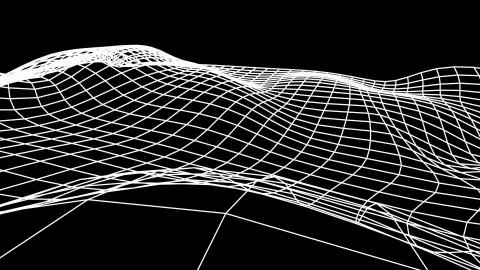 Retro cyberspace grid net polygonal wireframe landscape drawing graphics 스톡 일러스트