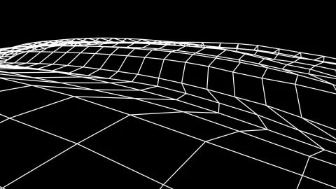 Retro cyberspace grid net polygonal wireframe landscape drawing graphics Stock Illustration