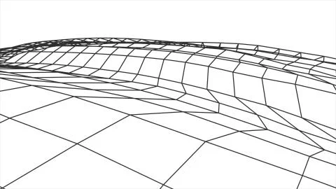 Retro cyberspace grid net polygonal wireframe landscape drawing graphics Stock Illustration