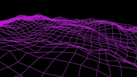 Retro cyberspace grid net polygonal wireframe landscape drawing graphics Stock Illustration