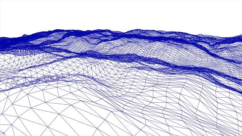 Retro cyberspace grid net polygonal wireframe landscape drawing graphics 스톡 일러스트