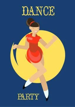 Retro dance party poster. Vector illustration. Stock Illustration