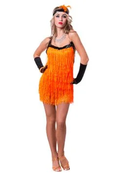 Retro dancer showing some movements against isolated white Stock Photos