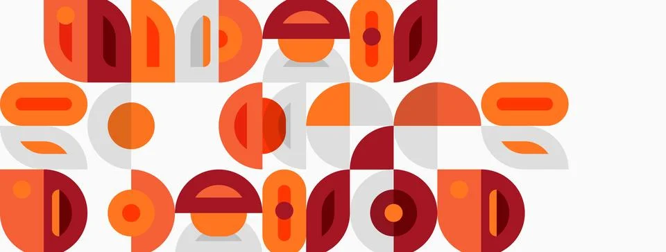 Retro design features abstract shapes, warm colors. Geometric forms create イラスト素材