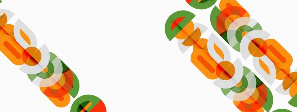 Retro design features repeating orange, green shapes. Abstract pattern create Illustrazione stock