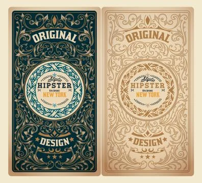 Retro Design with Floral Ornaments Stock Illustration