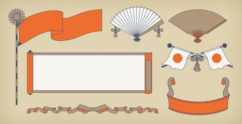A retro design horizontal label set and accessories. Stock-Illustration