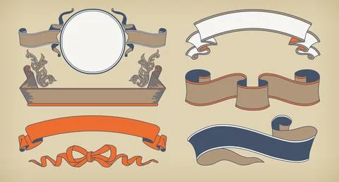 A retro design horizontal label set. Stock Illustration