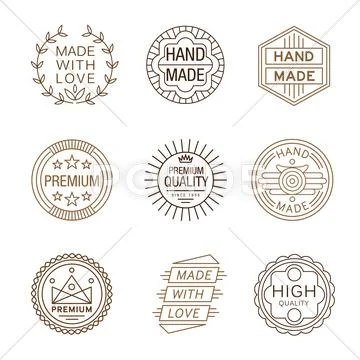 Retro Design Insignias Logotypes , Hand Made Stock Illustration