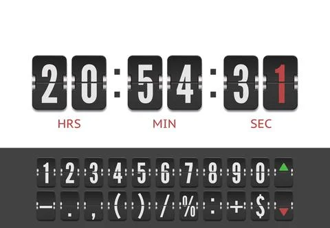 Retro design score board clock template. Scoreboard number font. Vector modern Stock Illustration