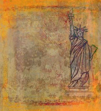 Retro design with statue of liberty Stock Illustration
