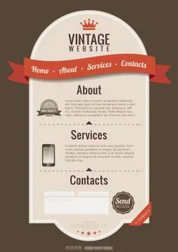 Retro design website template for computer and tablet pc. vintage web style Stock Illustration