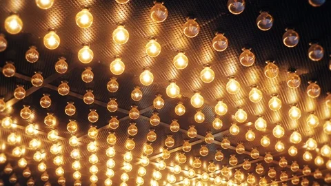 Retro designed lamps are flickering. Lights panel as decoration element Stock Footage 99239294