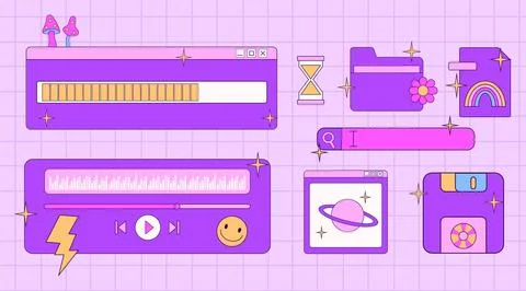Retro desktop browser and dialog window. Stock Illustration
