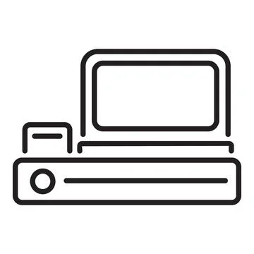 Retro desktop computer with floppy disk and keyboard displaying computing h.. Illustrazione stock