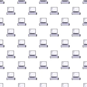 Retro desktop computers repeating technology seamless pattern design Illustrazione stock