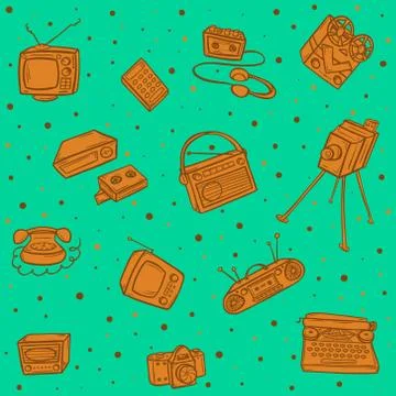 Retro devices pattern Stock Illustration