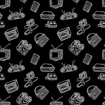 Retro devices pattern Stock Illustration