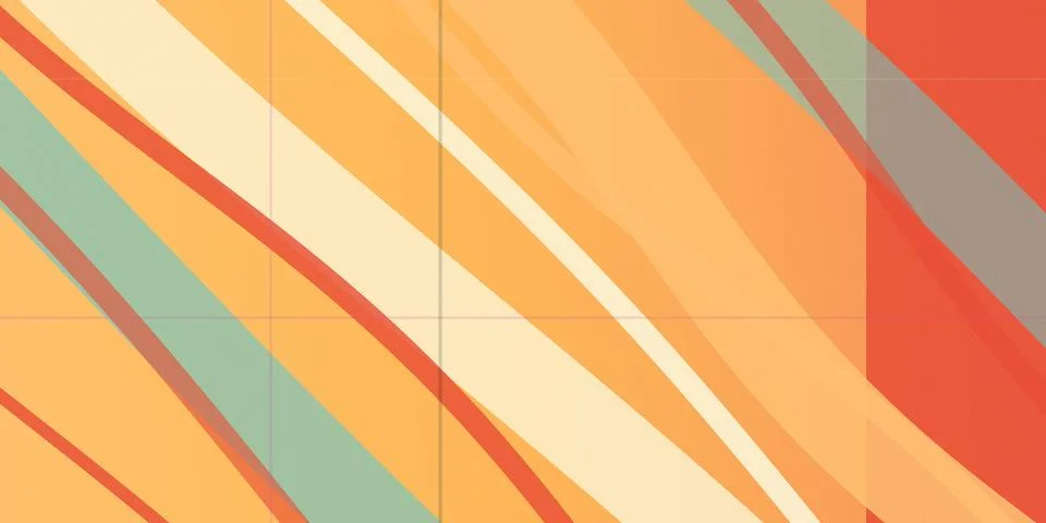 Retro diagonal stripe pattern in warm orange, teal, and red with a clean ge.. Stock Illustration