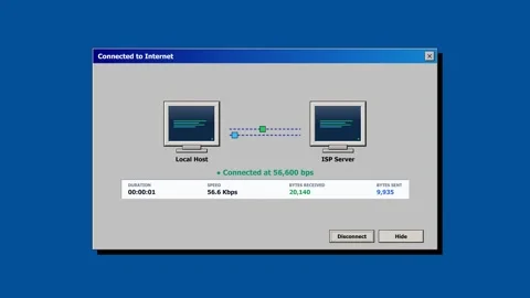 Retro dial up internet connection animation on vintage computer os. 4K Video stock 346738892