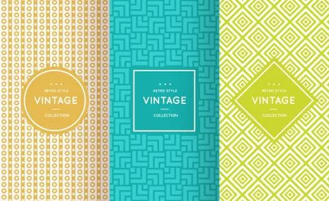 Retro different vector seamless patterns Stockillustratie