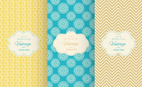 Retro different vector seamless patterns イラスト素材