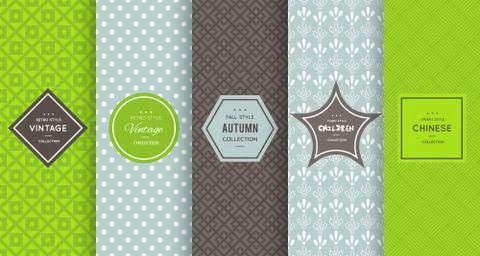 Retro different vector seamless patterns Stock Illustration
