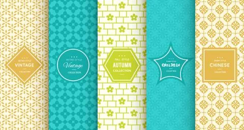 Retro different vector seamless patterns Stock Illustration