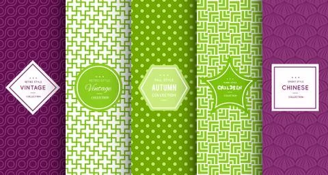 Retro different vector seamless patterns Stock Illustration