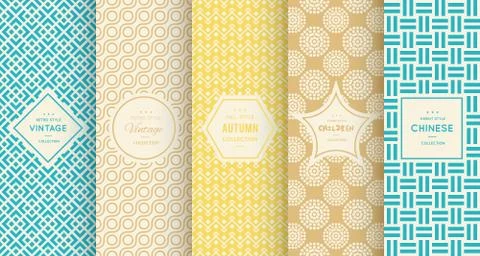 Retro different vector seamless patterns イラスト素材