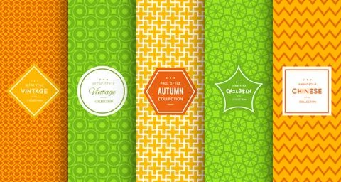 Retro different vector seamless patterns Stock Illustration
