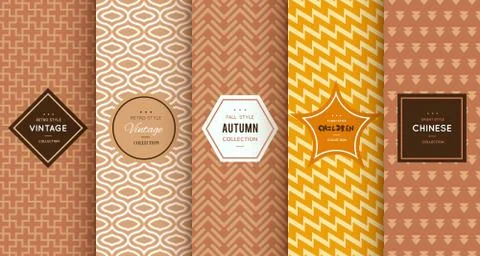 Retro different vector seamless patterns Stock Illustration