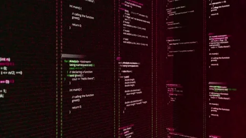 Retro digital background with vertical columns and self written code. Animation Stock Footage 150716769