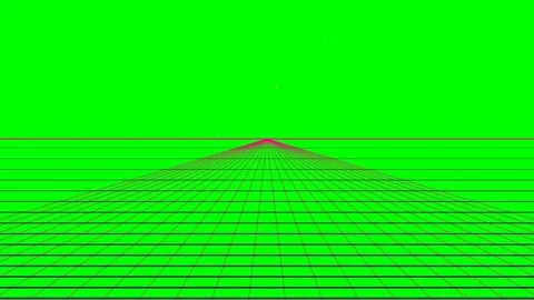 Retro digital grid landscape extending toward a distant glowing horizon point Stock Footage 340903481