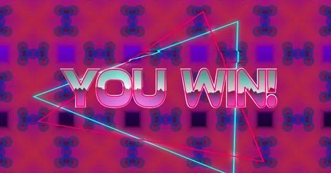 Retro digital interface with vibrant colors and bold You Win! message Stock Illustration