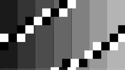 Retro digital noise effect with pixelated checkered patterns and gray bars Stock Footage 345209082