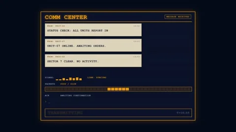 Retro digital sms terminal interface with scrolling text messages. 4K Stock Footage 348301276