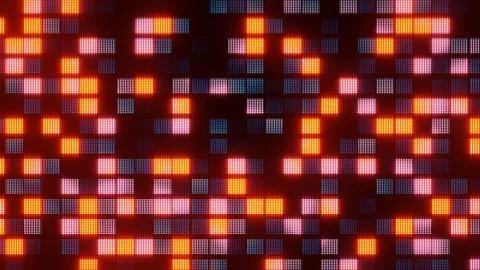 Retro digital square pixels glowing on a led display, vintage technology style Stock Illustration