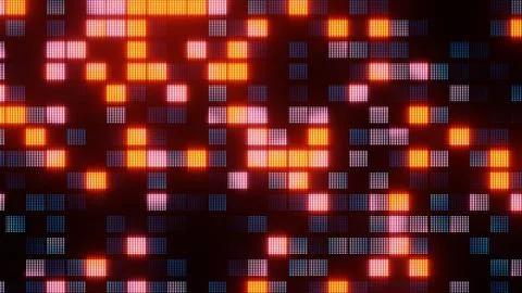 Retro digital square pixels glowing on a led display, vintage technology style Stock Illustration