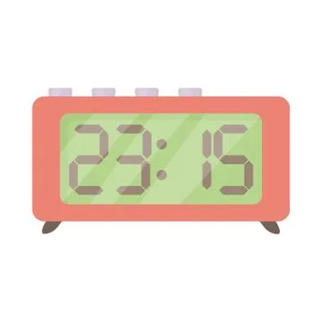 Retro digital table clock icon, cartoon style Illustrazione stock