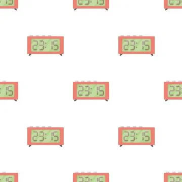 Retro digital table clock pattern seamless vector Illustrazione stock