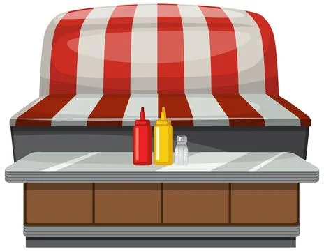 Retro Diner Booth with Condiments Illustration Stock Illustration