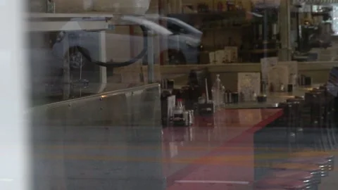 Retro Diner Through Glass Stock Footage