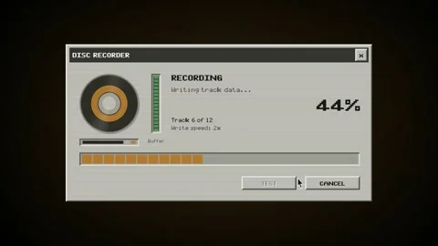 Retro Disc Recorder User Interface Animation Vintage Recording Progress Bar Vídeos de archivo 342594966