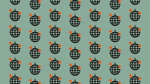 Retro Disco Ball Pattern on Green Background. Stock Footage 325389572